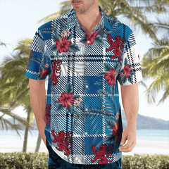 Clan Roberton Tartan Scottish Lion Hawaiian Shirt SK42 Roberton Tartan Tartan Hawaii Shirt