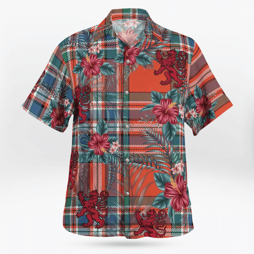 Clan MacFarlane Ancient Tartan Scottish Lion Hawaiian Shirt QF64 MacFarlane Ancient Tartan Tartan Hawaii Shirt