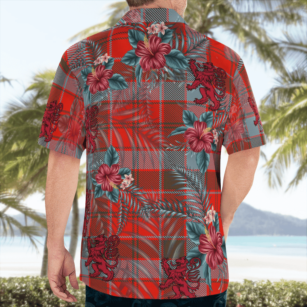 Clan Robertson Weathered Tartan Scottish Lion Hawaiian Shirt GU51 Robertson Weathered Tartan Tartan Hawaii Shirt