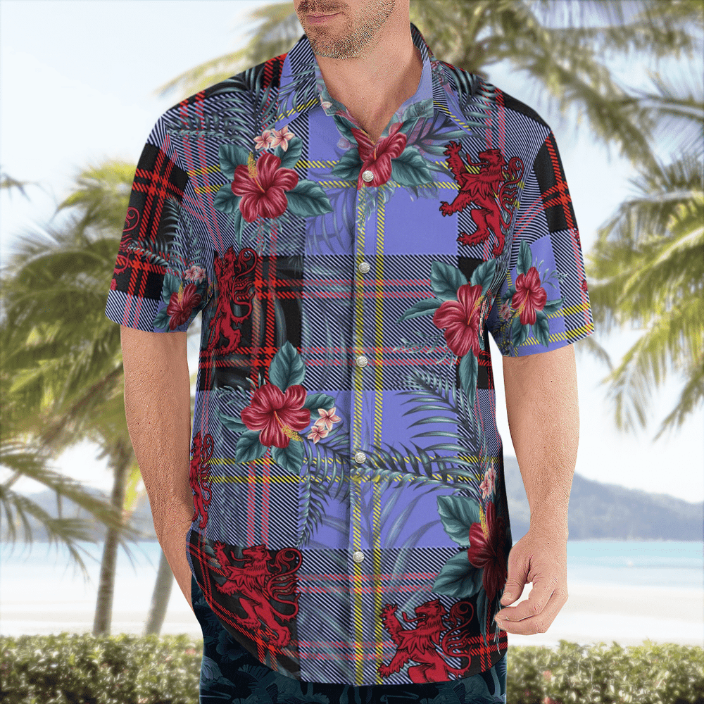 Clan Clan Rutherford Tartan Scottish Lion Hawaiian Shirt VZ66 Rutherford Tartan Tartan Hawaii Shirt