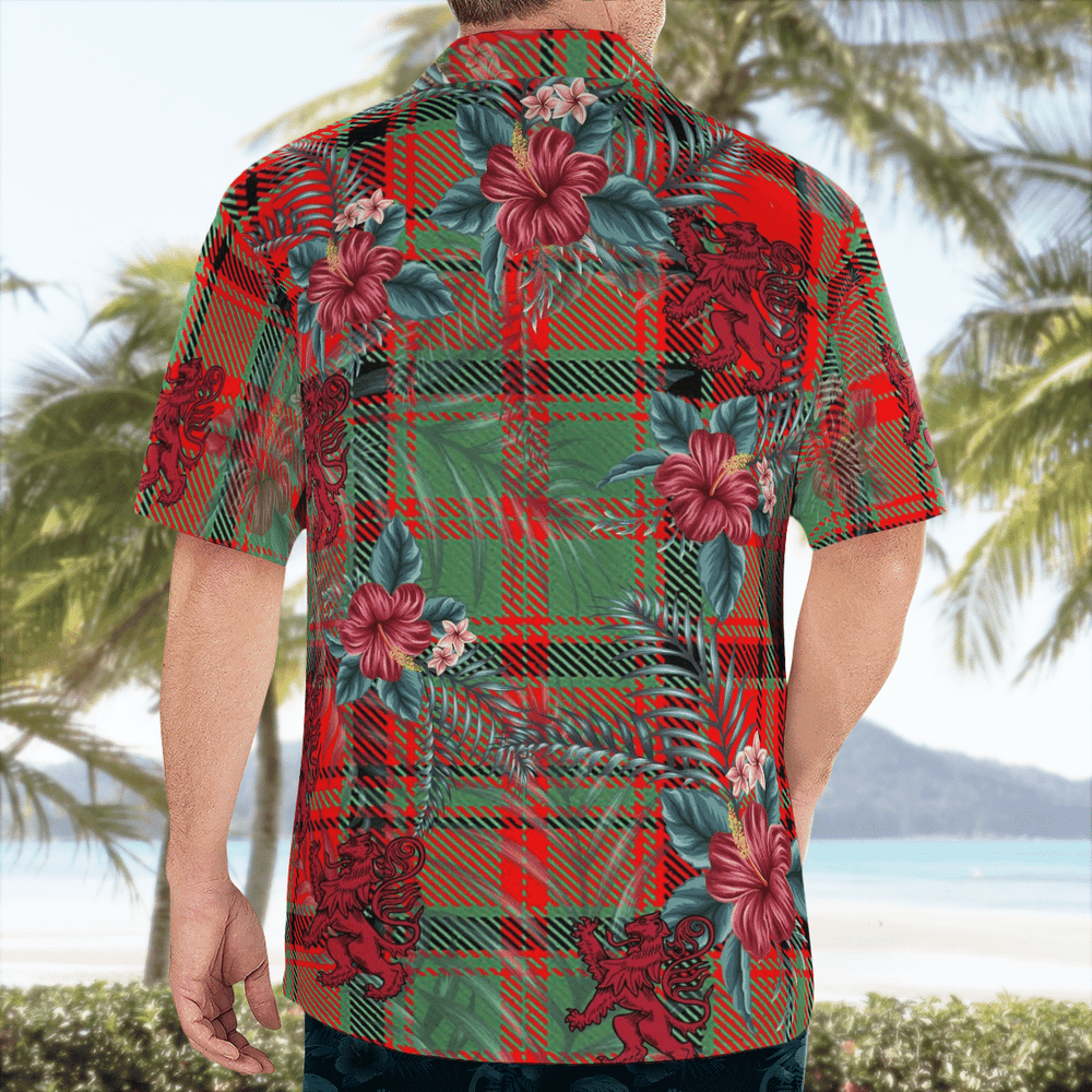 Clan Macnish Modern Tartan Scottish Lion Hawaiian Shirt KG93 Macnish Modern Tartan Tartan Hawaii Shirt