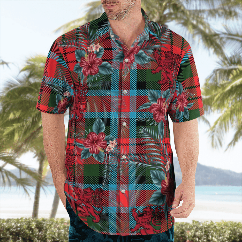 Clan MacDuff Modern Tartan Scottish Lion Hawaiian Shirt IG70 MacDuff Modern Tartan Tartan Hawaii Shirt