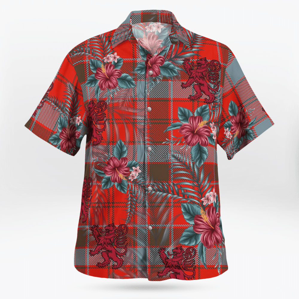 Clan Robertson Weathered Tartan Scottish Lion Hawaiian Shirt GU51 Robertson Weathered Tartan Tartan Hawaii Shirt