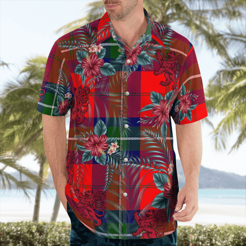 Clan Ruthven Modern Tartan Scottish Lion Hawaiian Shirt QJ48 Ruthven Modern Tartan Tartan Hawaii Shirt