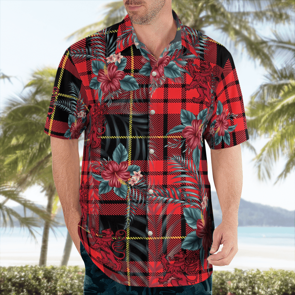 Clan Clan MacQueen Modern Tartan Scottish Lion Hawaiian Shirt NQ78 MacQueen Modern Tartan Tartan Hawaii Shirt