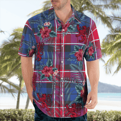 Clan Graham of Menteith Red Tartan Scottish Lion Hawaiian Shirt XW77 Graham of Menteith Red Tartan Tartan Hawaii Shirt