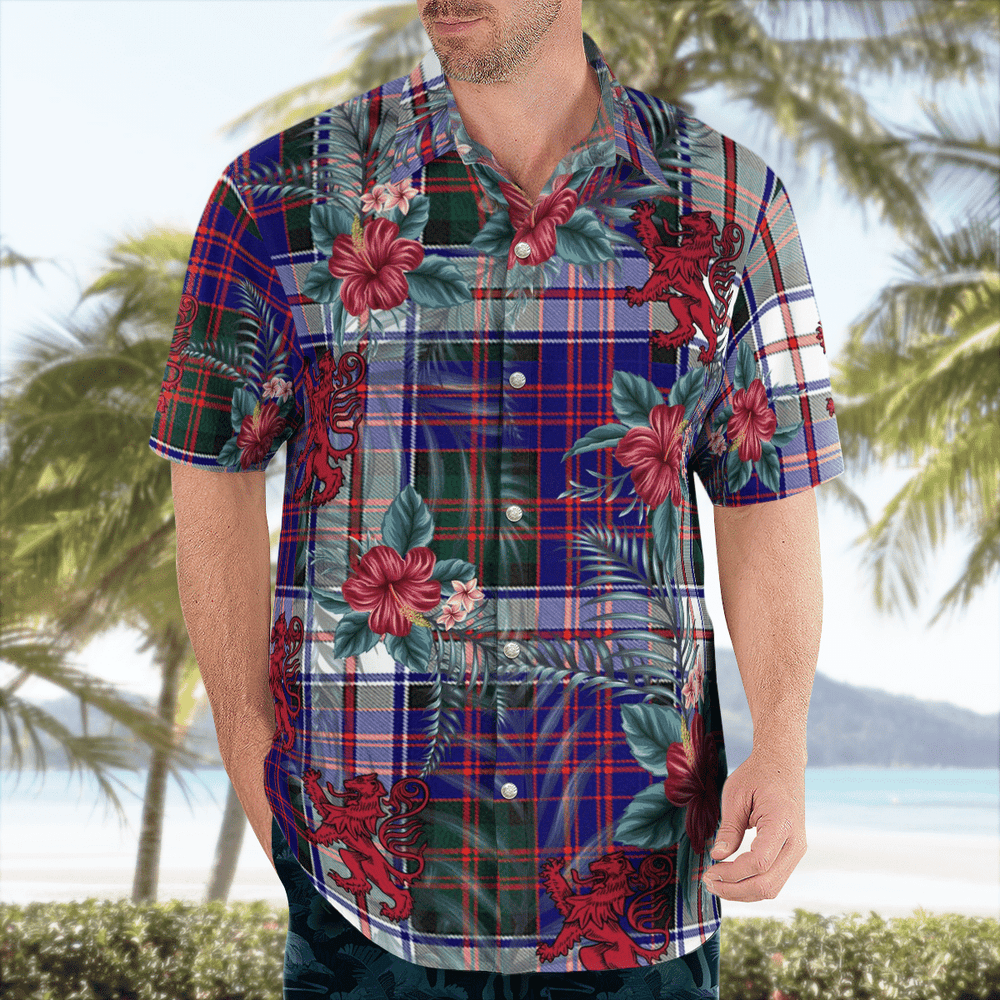 Clan MacDonald Dress Modern Tartan Scottish Lion Hawaiian Shirt AR25 MacDonald Dress Modern Tartan Tartan Hawaii Shirt