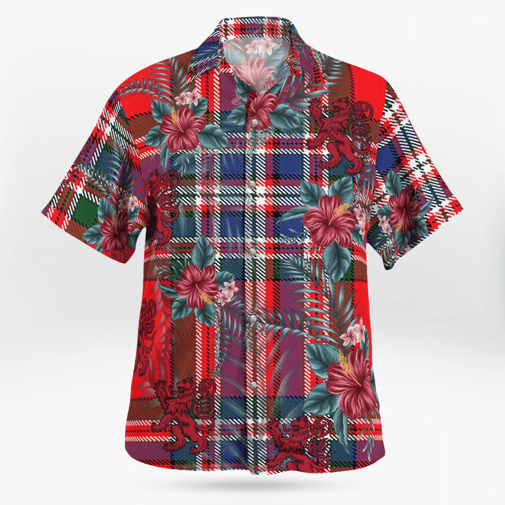 Clan MacFarlane Modern Tartan Scottish Lion Hawaiian Shirt AN66 MacFarlane Modern Tartan Tartan Hawaii Shirt
