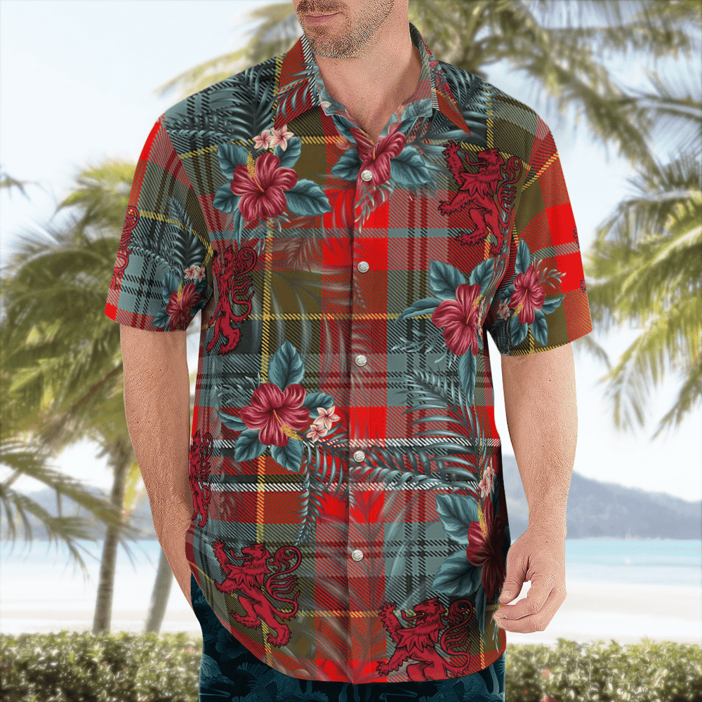 Clan MacPherson Weathered Tartan Scottish Lion Hawaiian Shirt AB36 MacPherson Weathered Tartan Tartan Hawaii Shirt