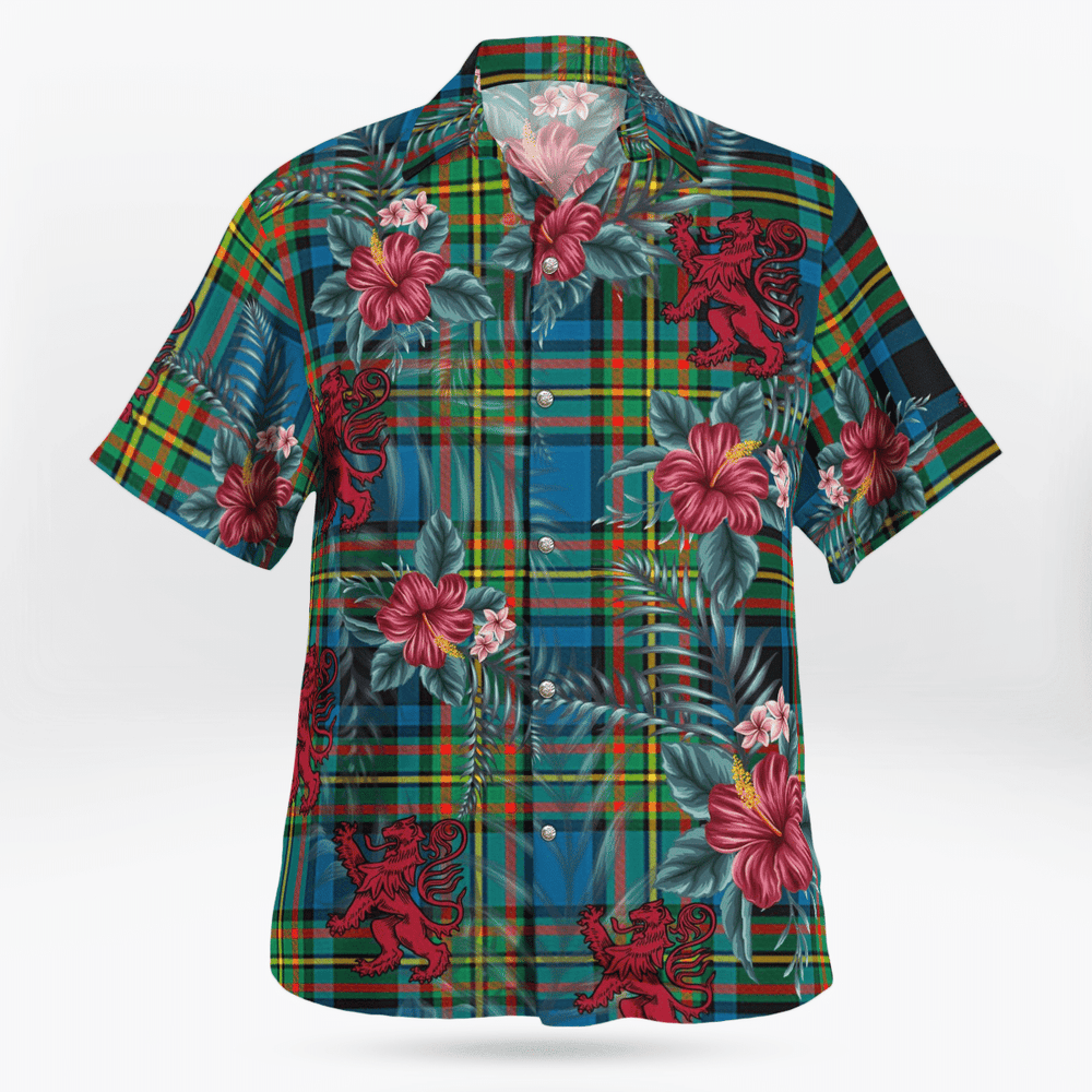 Clan Gillies Ancient Tartan Scottish Lion Hawaiian Shirt NX88 Gillies Ancient Tartan Tartan Hawaii Shirt