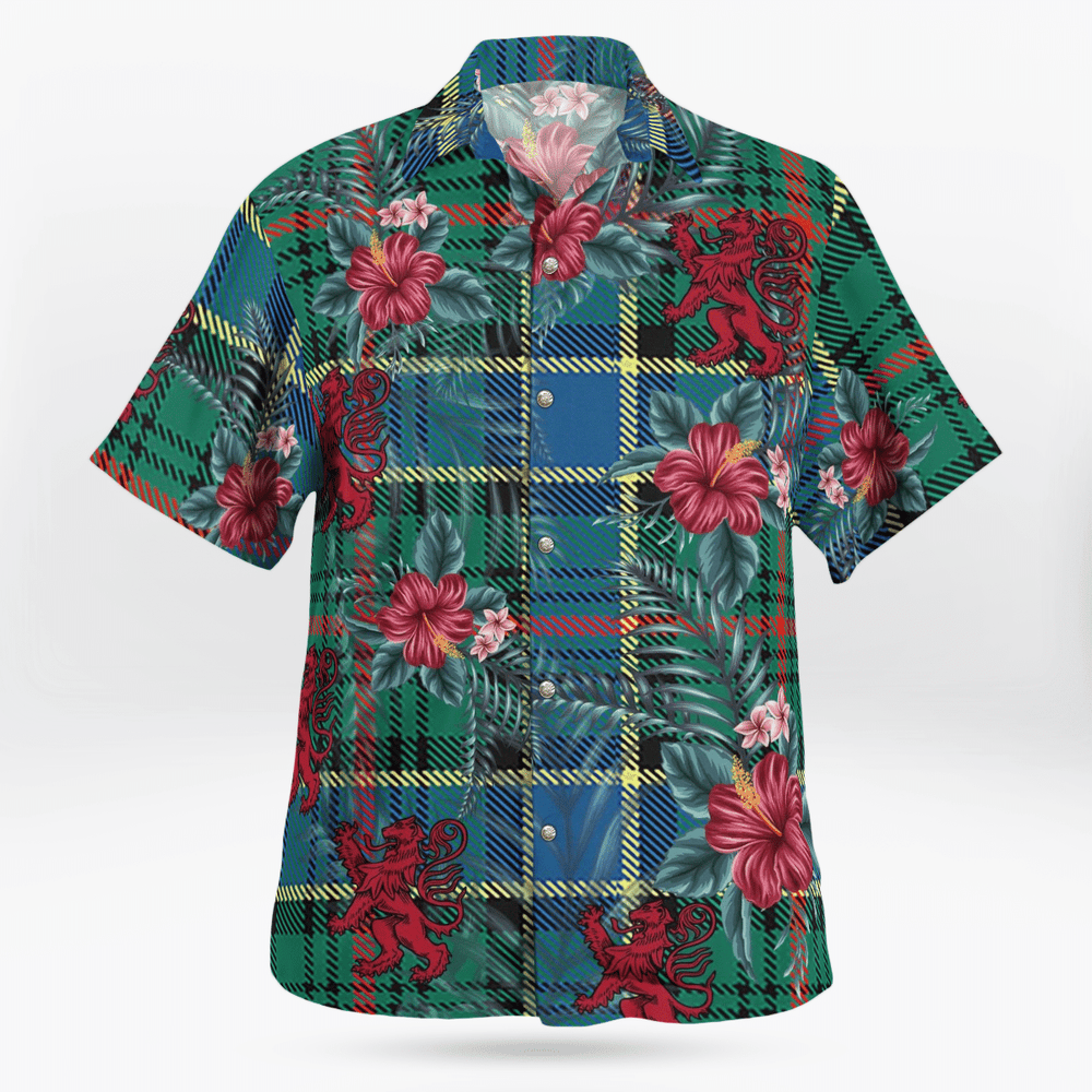 Clan Ogilvie Hunting Ancient Tartan Scottish Lion Hawaiian Shirt YN25 Ogilvie Hunting Ancient Tartan Tartan Hawaii Shirt