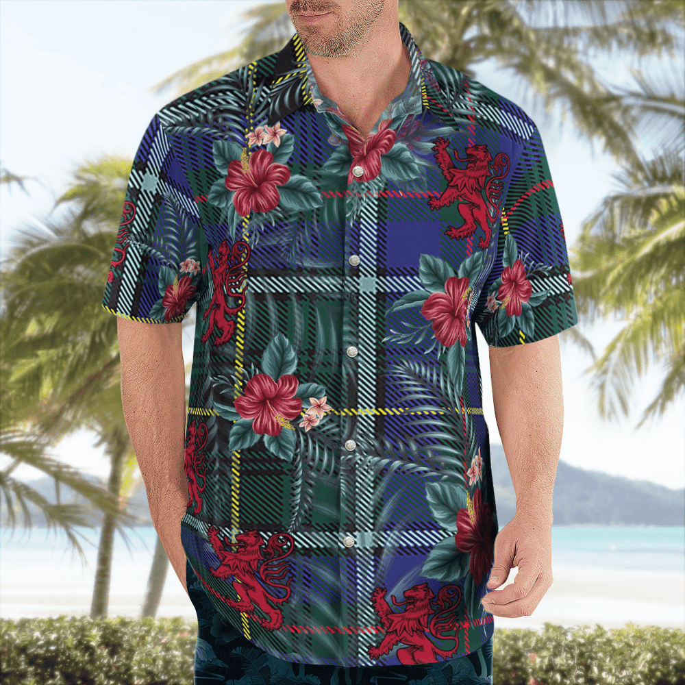Clan MacInnes Modern Tartan Scottish Lion Hawaiian Shirt VY52 MacInnes Modern Tartan Tartan Hawaii Shirt