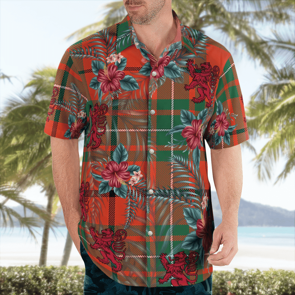 Clan MacAulay Ancient Tartan Scottish Lion Hawaiian Shirt TG38 MacAulay Ancient Tartan Tartan Hawaii Shirt