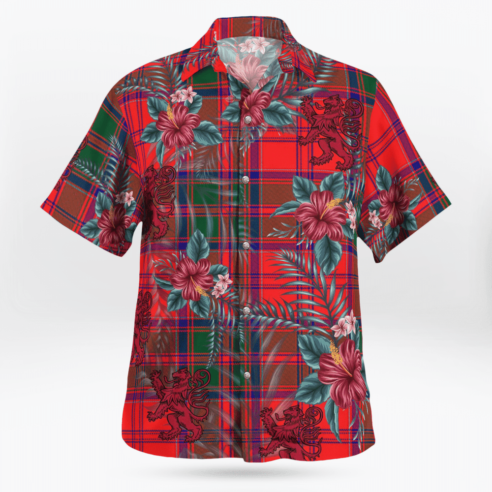 Clan Drummond Modern Tartan Scottish Lion Hawaiian Shirt VS23 Drummond Modern Tartan Tartan Hawaii Shirt