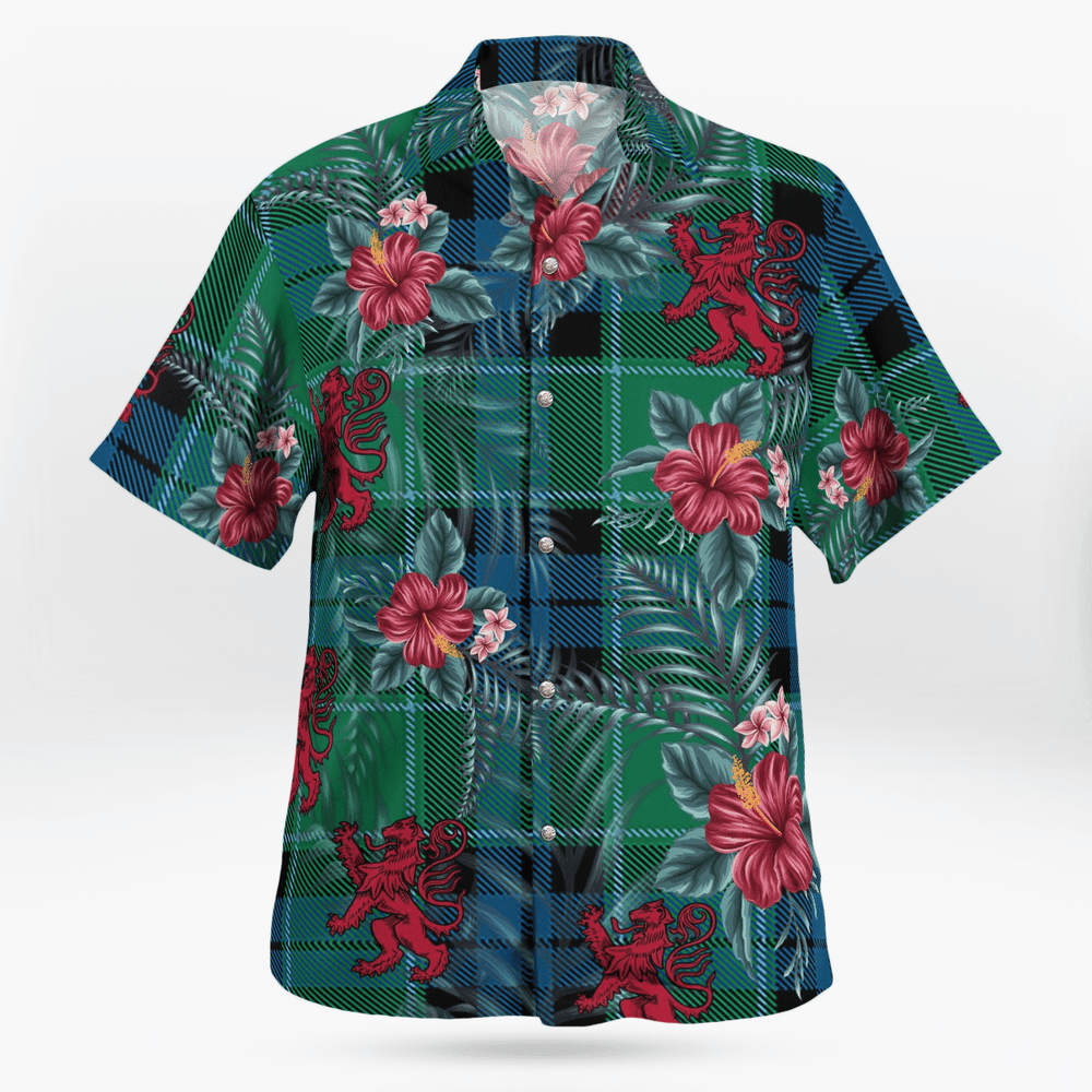 Clan Graham of Menteith Ancient Tartan Scottish Lion Hawaiian Shirt BF83 Graham of Menteith Ancient Tartan Tartan Hawaii Shirt