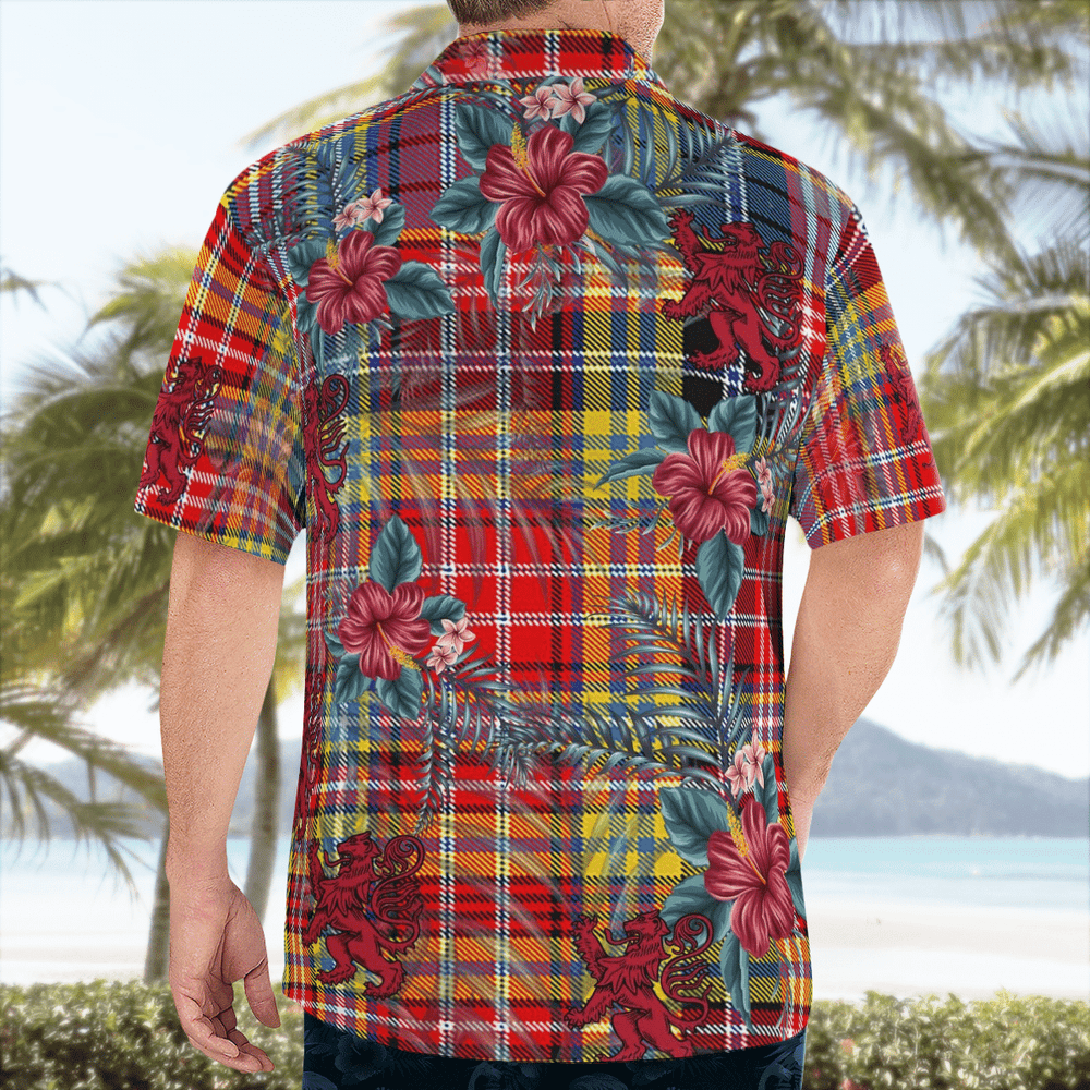 Clan Clan Drummond of Strathallan Tartan Scottish Lion Hawaiian Shirt RU75 Drummond of Strathallan Tartan Tartan Hawaii Shirt