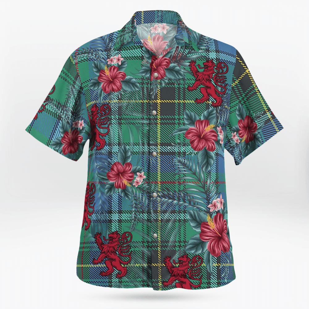 Clan MacInnes Ancient Tartan Scottish Lion Hawaiian Shirt VW91 MacInnes Ancient Tartan Tartan Hawaii Shirt