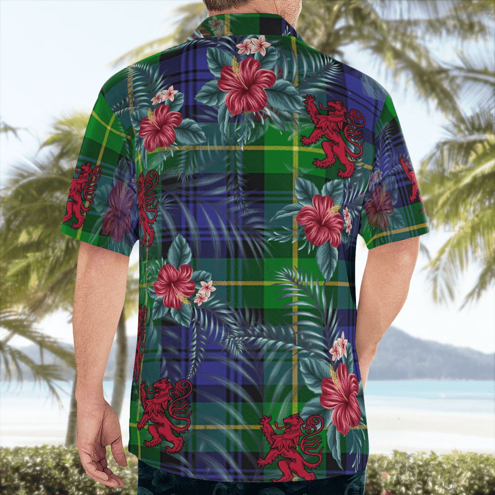 Clan Gordon Modern Tartan Scottish Lion Hawaiian Shirt RF90 Gordon Modern Tartan Tartan Hawaii Shirt