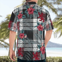 Clan MacFarlane Black & White Ancient Tartan Scottish Lion Hawaiian Shirt UX78 MacFarlane Black & White Ancient Tartan Tartan Hawaii Shirt