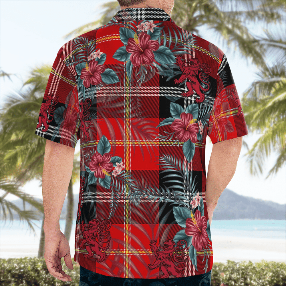 Clan Marjoribanks Tartan Scottish Lion Hawaiian Shirt IJ46 Marjoribanks Tartan Tartan Hawaii Shirt