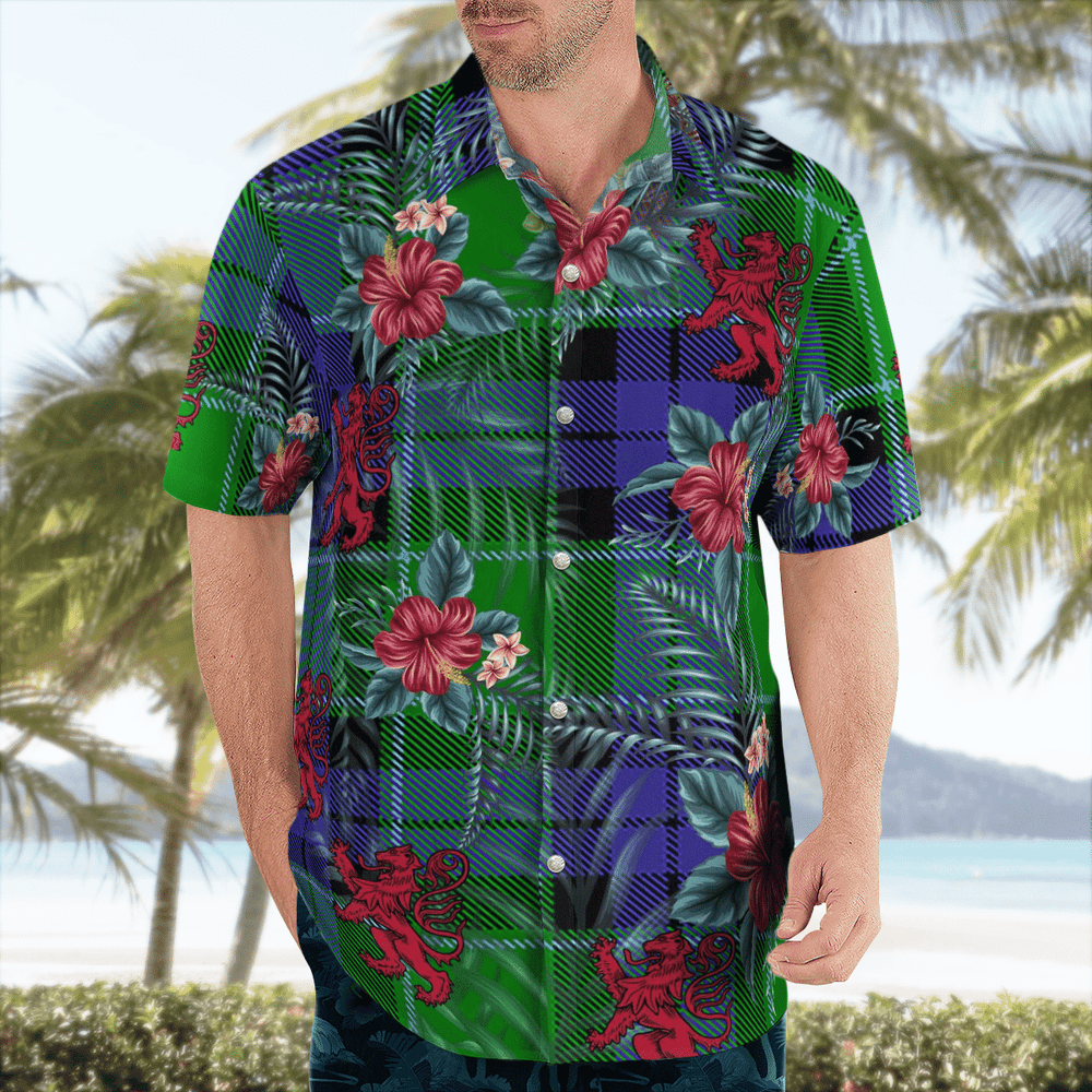 Clan Haldane 2 Tartan Scottish Lion Hawaiian Shirt ZQ83 Haldane 2 Tartan Tartan Hawaii Shirt