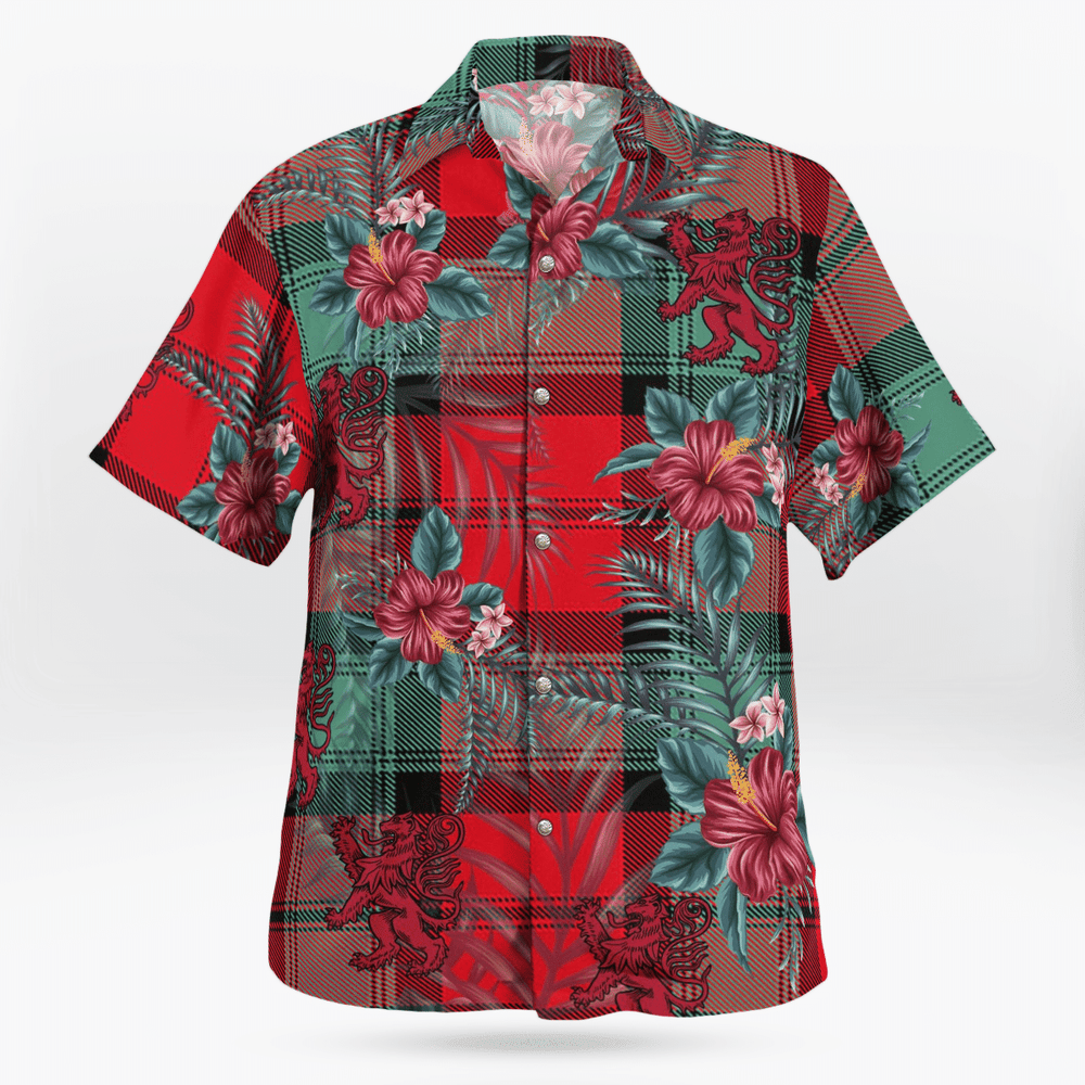 Clan Kerr Ancient Tartan Scottish Lion Hawaiian Shirt HU61 Kerr Ancient Tartan Tartan Hawaii Shirt