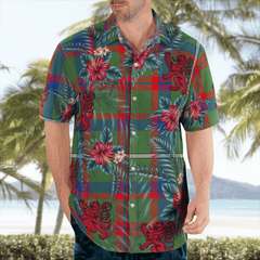 Clan Shaw Green Modern Tartan Scottish Lion Hawaiian Shirt JF58 Shaw Green Modern Tartan Tartan Hawaii Shirt