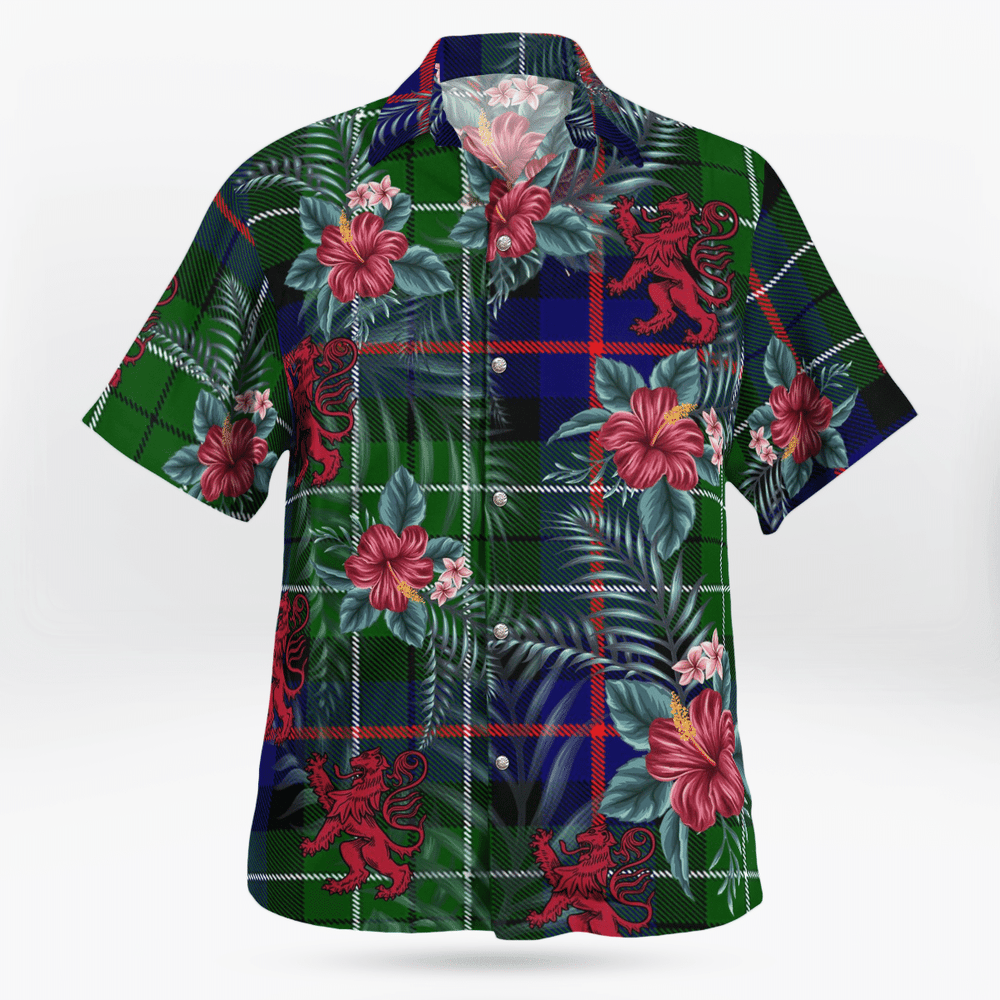 Clan Leslie Hunting Tartan Scottish Lion Hawaiian Shirt OW65 Leslie Hunting Tartan Tartan Hawaii Shirt