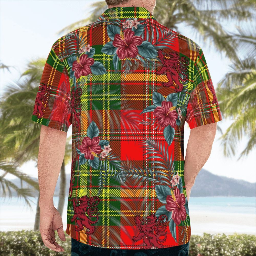 Clan Leask Tartan Scottish Lion Hawaiian Shirt BO34 Leask Tartan Tartan Hawaii Shirt