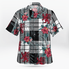 Clan Clan MacFarlane Black & White Tartan Scottish Lion Hawaiian Shirt GP45 MacFarlane Black & White Tartan Tartan Hawaii Shirt