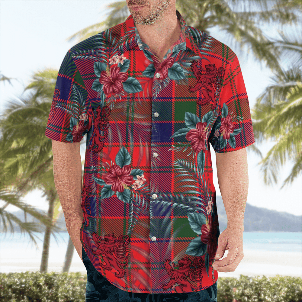 Clan Robertson Modern Tartan Scottish Lion Hawaiian Shirt TK41 Robertson Modern Tartan Tartan Hawaii Shirt