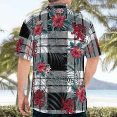 Clan Clan MacFarlane Black & White Tartan Scottish Lion Hawaiian Shirt GP45 MacFarlane Black & White Tartan Tartan Hawaii Shirt