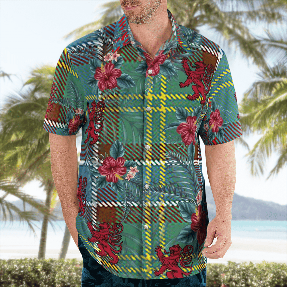 Clan Whitelaw Tartan Scottish Lion Hawaiian Shirt SV11 Whitelaw Tartan Tartan Hawaii Shirt