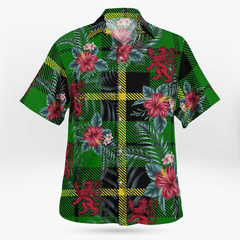 Clan Wallace Hunting Green Tartan Scottish Lion Hawaiian Shirt JN90 Wallace Hunting Green Tartan Tartan Hawaii Shirt