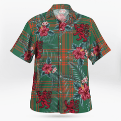 Clan Menzies Green Ancient Tartan Scottish Lion Hawaiian Shirt IH93 Menzies Green Ancient Tartan Tartan Hawaii Shirt