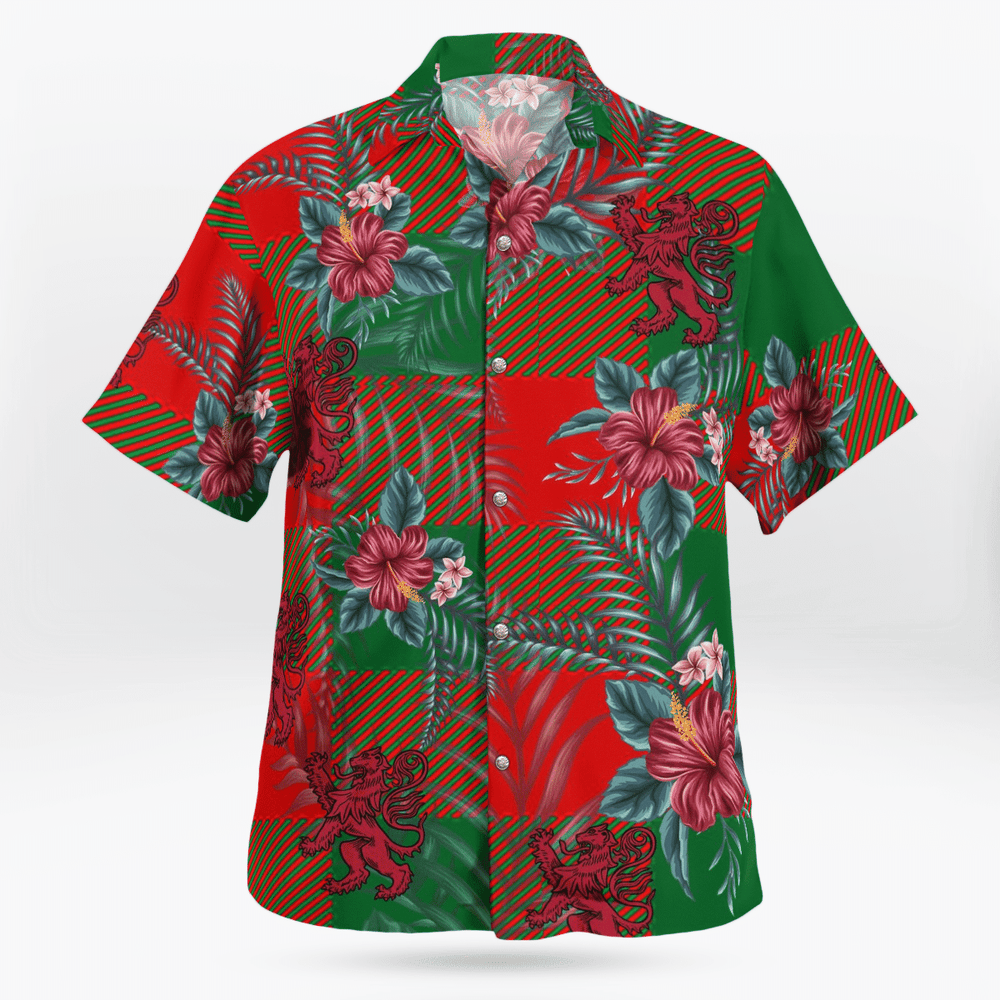 Clan Moncrieffe Tartan Scottish Lion Hawaiian Shirt BJ67 Moncrieffe Tartan Tartan Hawaii Shirt