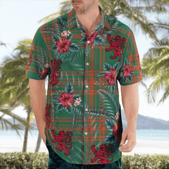 Clan Menzies Green Ancient Tartan Scottish Lion Hawaiian Shirt IH93 Menzies Green Ancient Tartan Tartan Hawaii Shirt