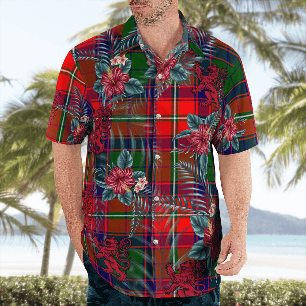 Clan Mow (Roxburgh) Tartan Scottish Lion Hawaiian Shirt CF20 Mow (Roxburgh) Tartan Tartan Hawaii Shirt