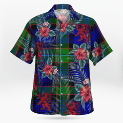 Clan Sempill Modern Tartan Scottish Lion Hawaiian Shirt RG98 Sempill Modern Tartan Tartan Hawaii Shirt