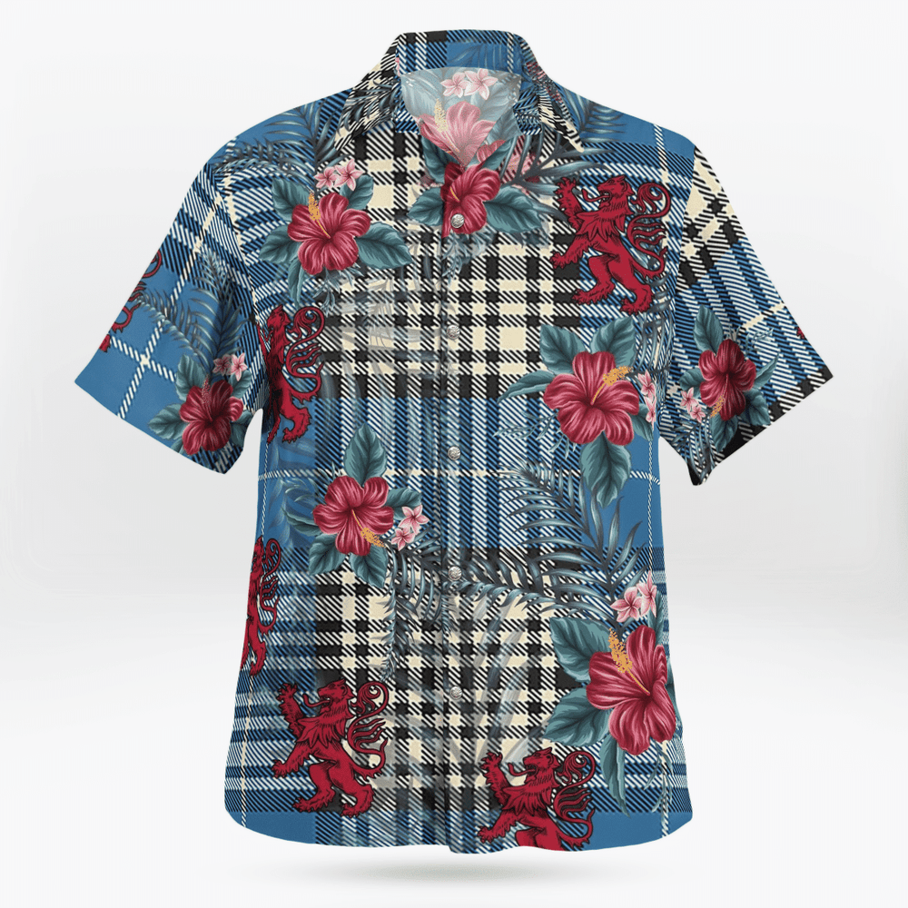 Clan Napier Ancient Tartan Scottish Lion Hawaiian Shirt DU31 Napier Ancient Tartan Tartan Hawaii Shirt