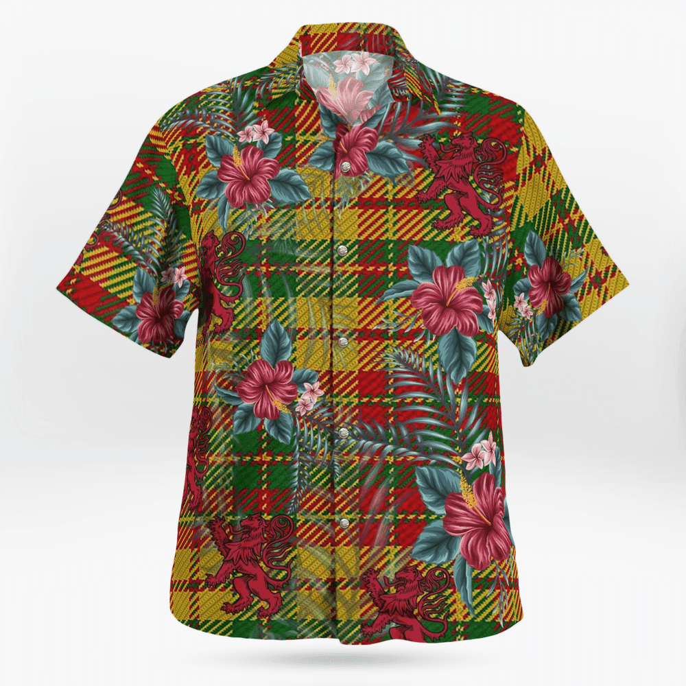 Clan Strathearn Modern Tartan Scottish Lion Hawaiian Shirt CW27 Strathearn Modern Tartan Tartan Hawaii Shirt