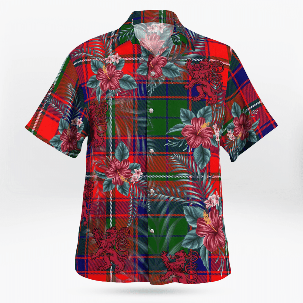Clan Roxburgh District Tartan Scottish Lion Hawaiian Shirt YA11 Roxburgh District Tartan Tartan Hawaii Shirt