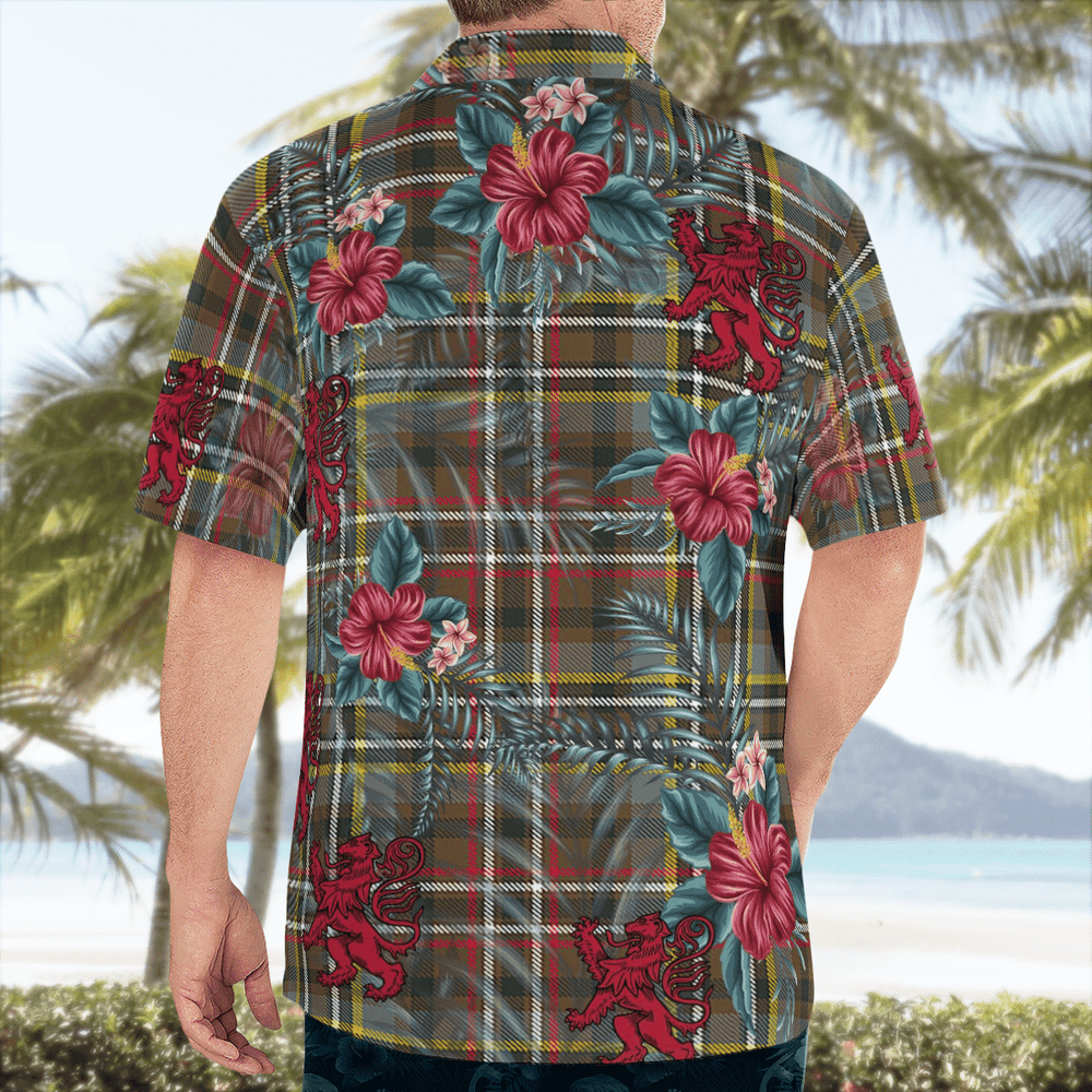 Clan Scott Green Weathered Tartan Scottish Lion Hawaiian Shirt OM83 Scott Green Weathered Tartan Tartan Hawaii Shirt