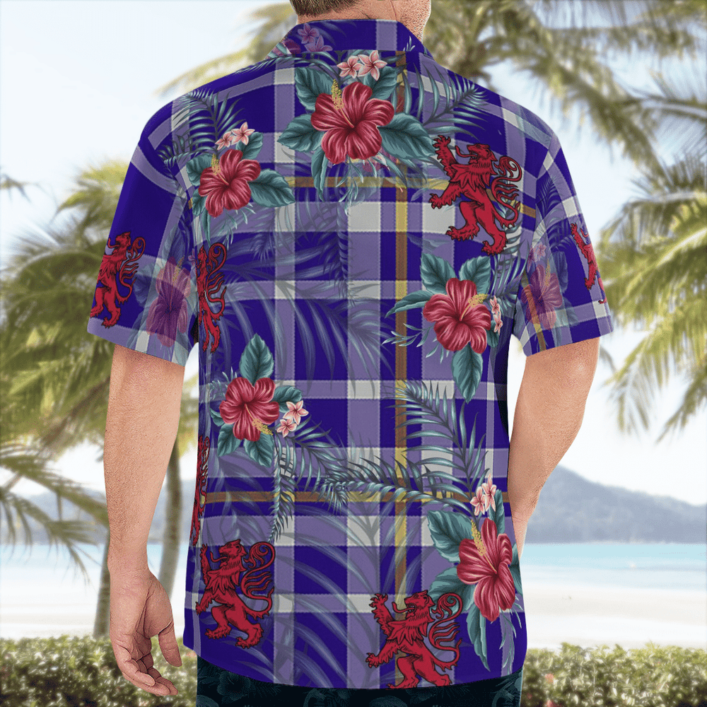 Clan Ochterlony Tartan Scottish Lion Hawaiian Shirt QT94 Ochterlony Tartan Tartan Hawaii Shirt