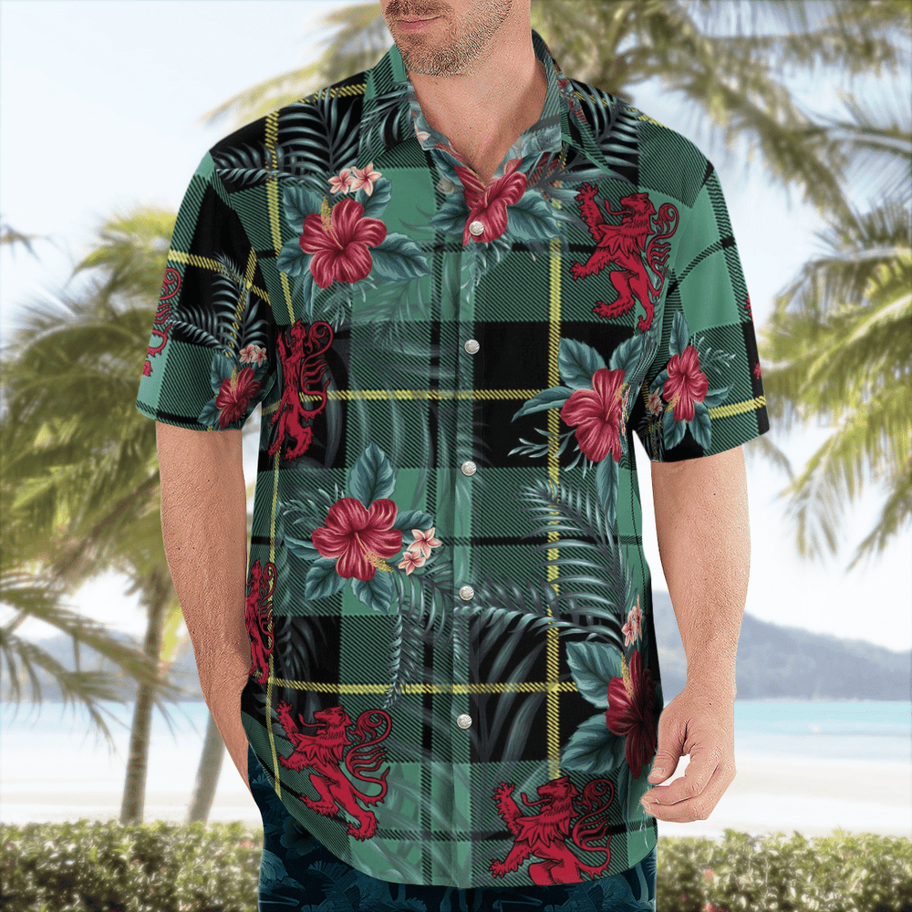 Clan Wallace Hunting Ancient Tartan Scottish Lion Hawaiian Shirt FH97 Wallace Hunting Ancient Tartan Tartan Hawaii Shirt