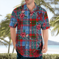 Clan Skirving (Edinburgh) Tartan Scottish Lion Hawaiian Shirt RI10 Skirving (Edinburgh) Tartan Tartan Hawaii Shirt