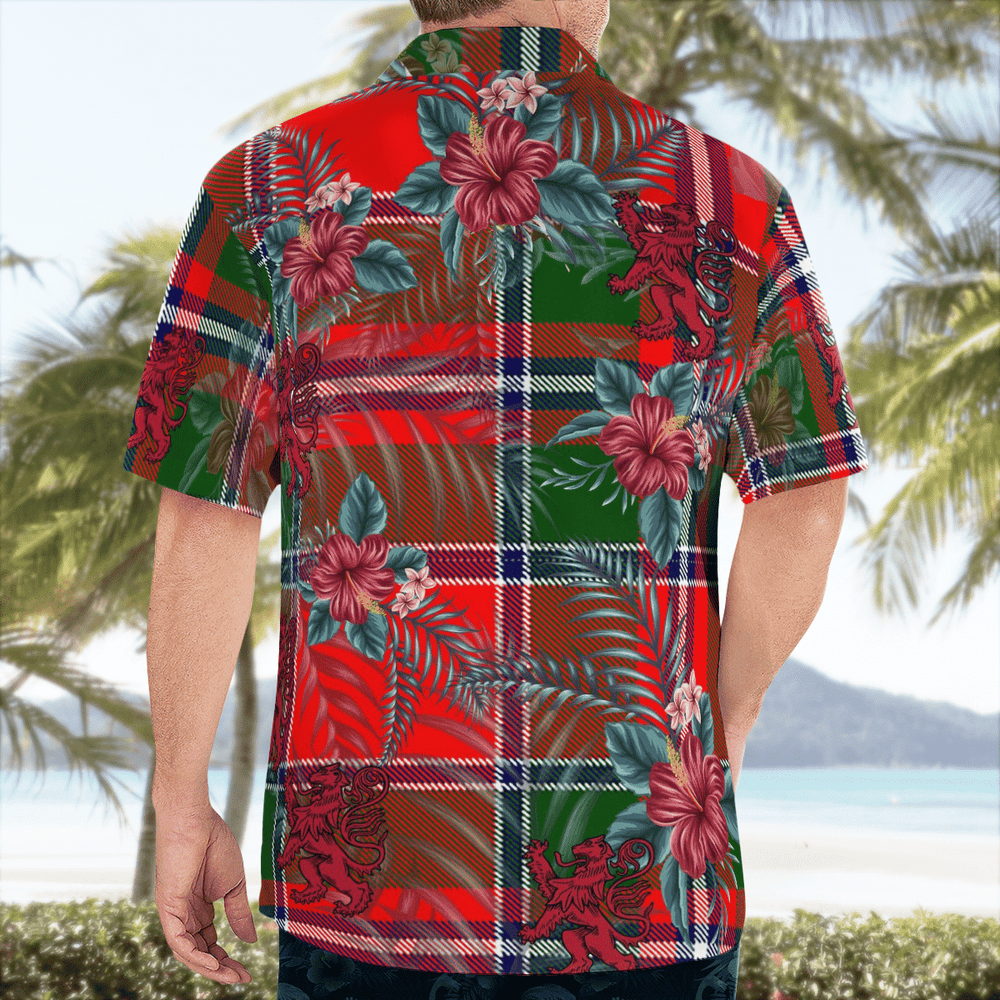 Clan Spens Modern Tartan Scottish Lion Hawaiian Shirt NH48 Spens Modern Tartan Tartan Hawaii Shirt