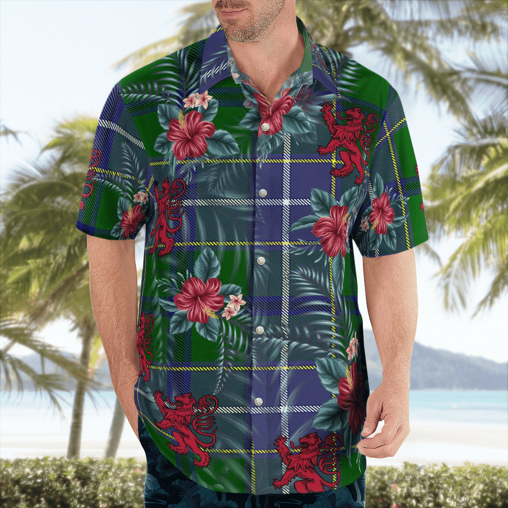 Clan Wishart Hunting Tartan Scottish Lion Hawaiian Shirt VP34 Wishart Hunting Tartan Tartan Hawaii Shirt