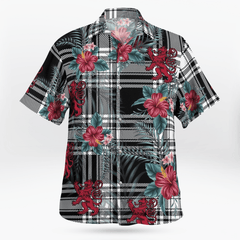 Clan Menzies Black & White Modern Tartan Scottish Lion Hawaiian Shirt EY53 Menzies Black & White Modern Tartan Tartan Hawaii Shirt