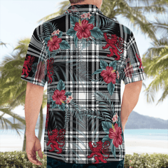 Clan Menzies Black & White Modern Tartan Scottish Lion Hawaiian Shirt EY53 Menzies Black & White Modern Tartan Tartan Hawaii Shirt